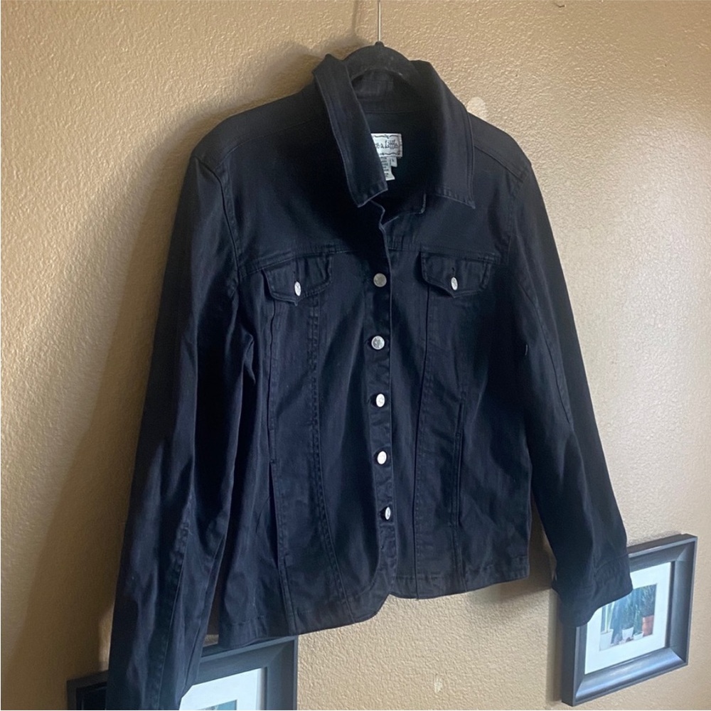 Live a Little Black Denim Jacket with Button Front country cowgirl western - Picture 10 of 11